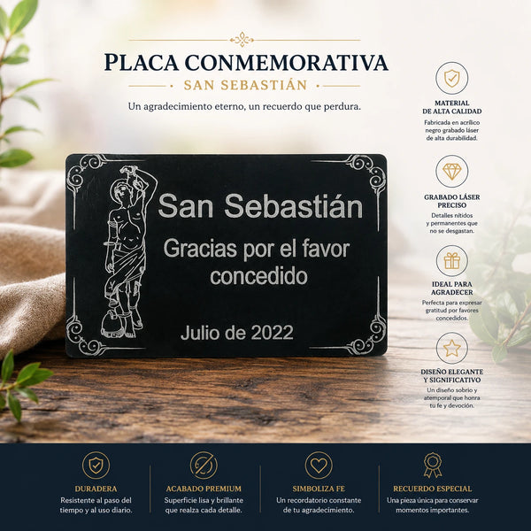 Honra los recuerdos y expresa tu gratitud con nuestra exclusiva Placa Conmemorativa San Sebastián Premium